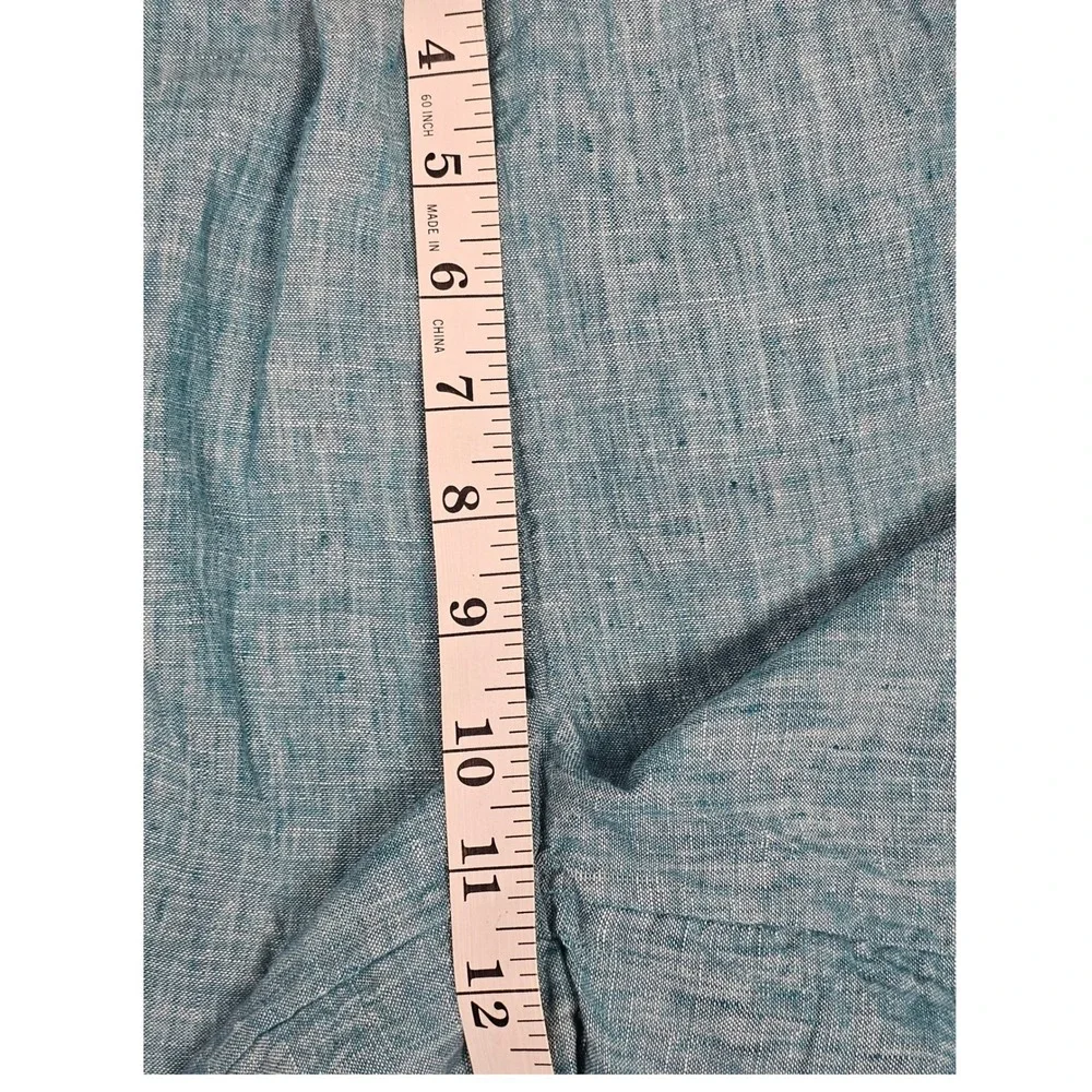 Tahari Shorts 100% Linen Elastic Waist Drawstring Teal Blue Womens Size Medium
